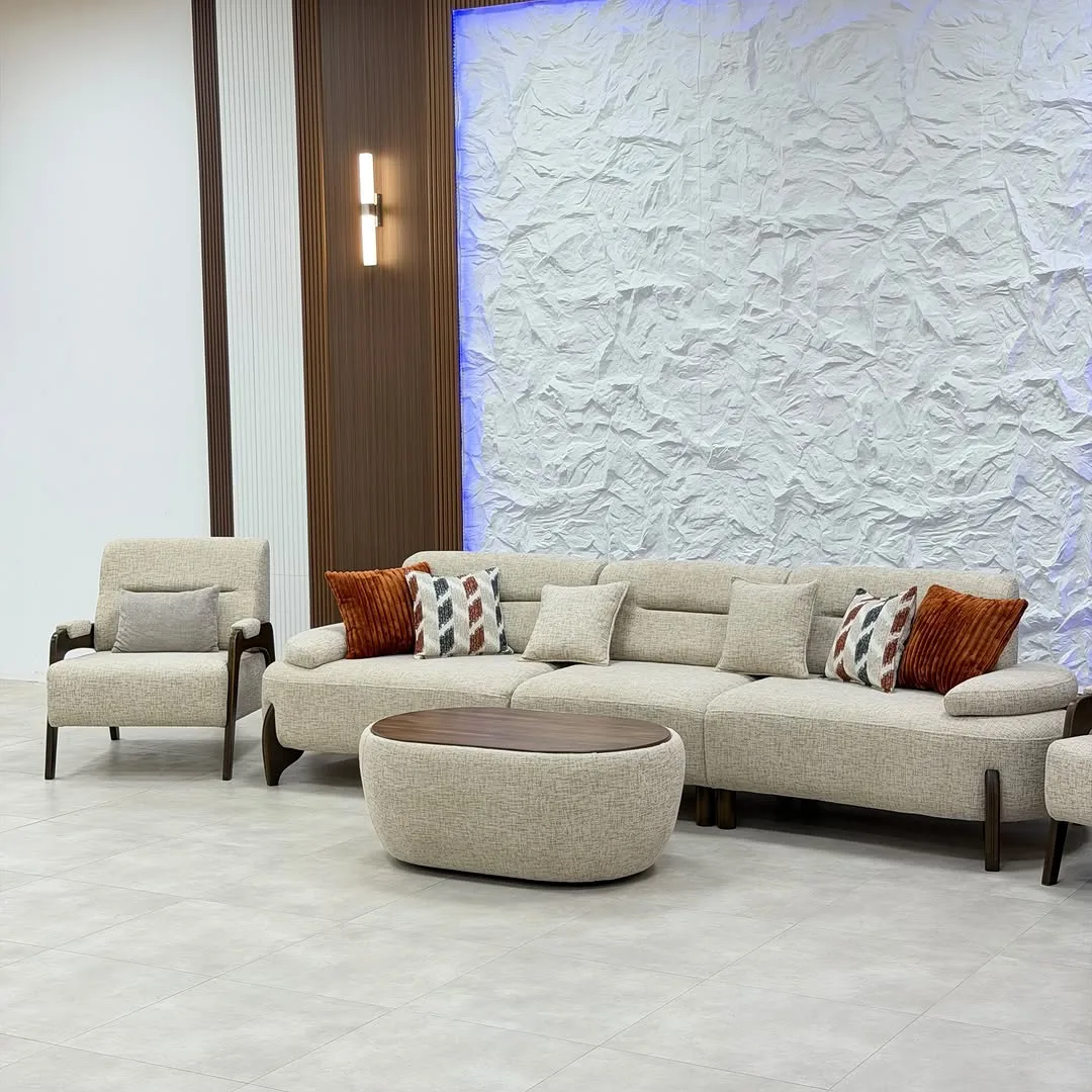كنب استقبال تصميم مزونة مخصص — كنب وقنفات — خشب مارلين / خام شانيل / اسفنج دانلوب اخضر البغلي — صورة 5